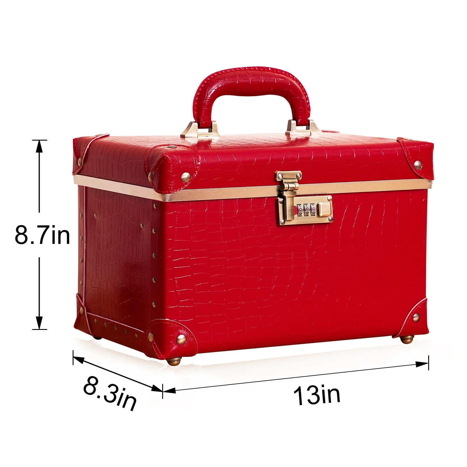 urecity Vintage Leather Makeup Train Case 12.5 inches