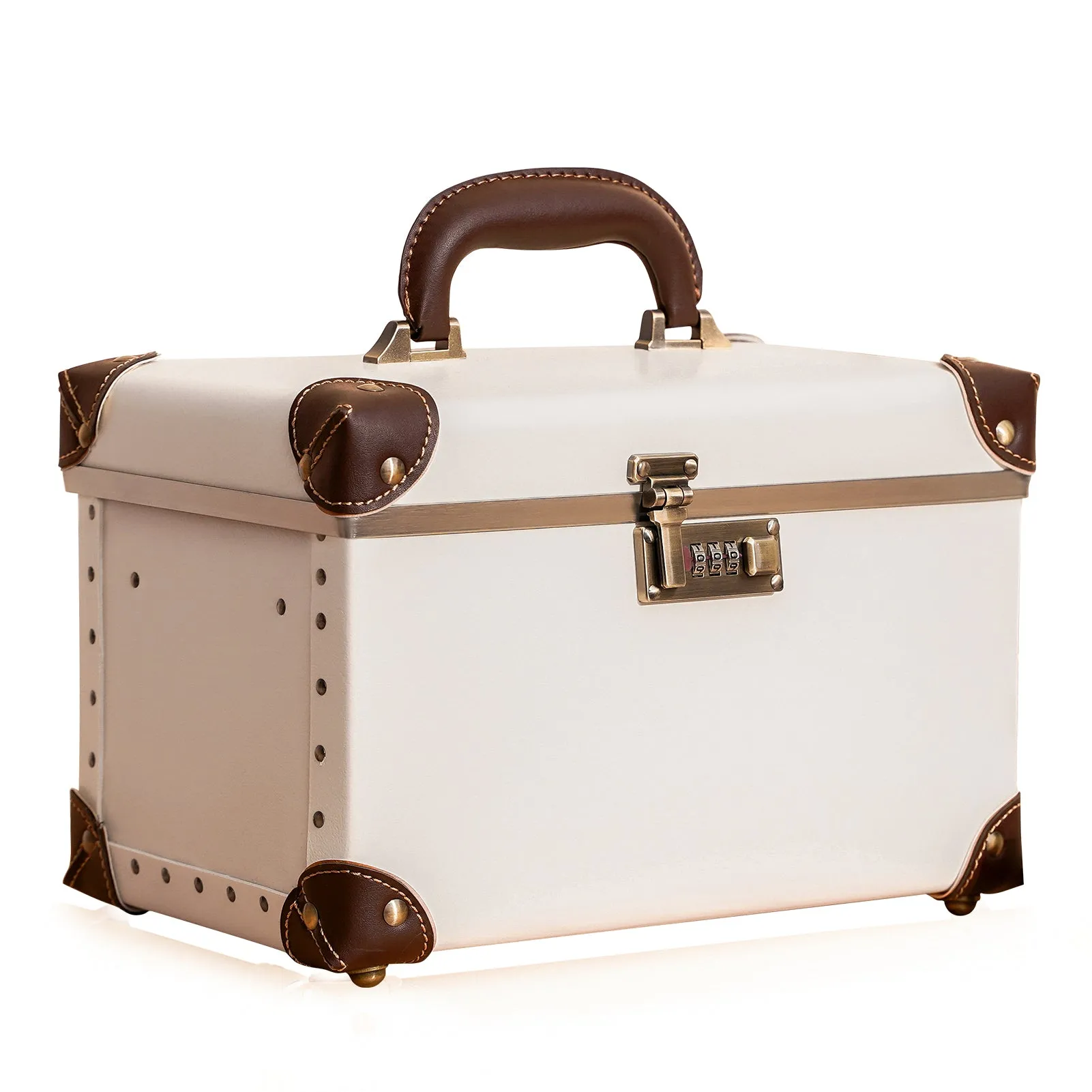 urecity Vintage Leather Makeup Train Case 12.5 inches