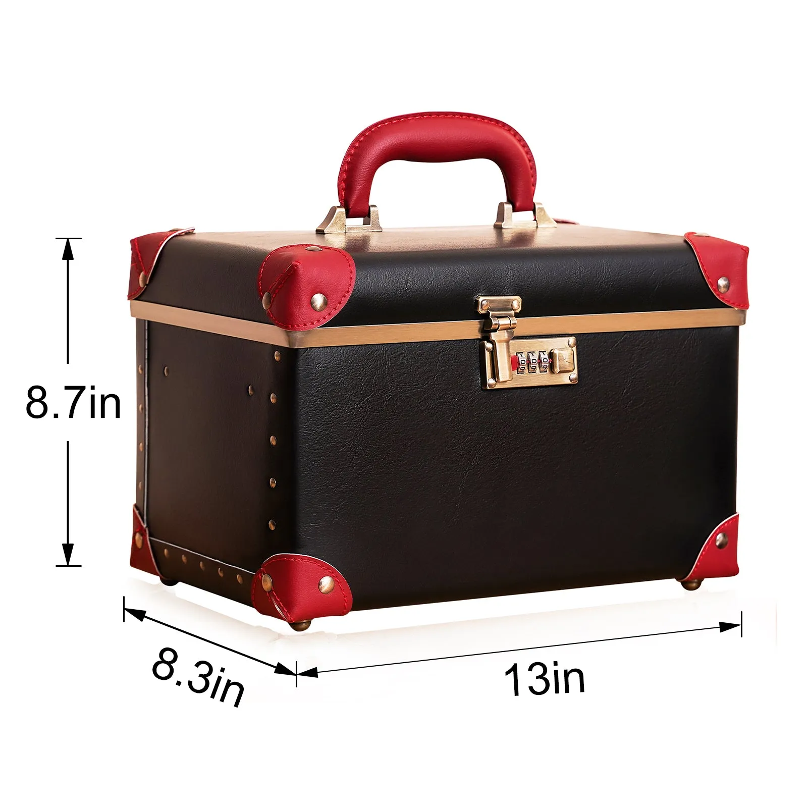 urecity Vintage Leather Makeup Train Case 12.5 inches