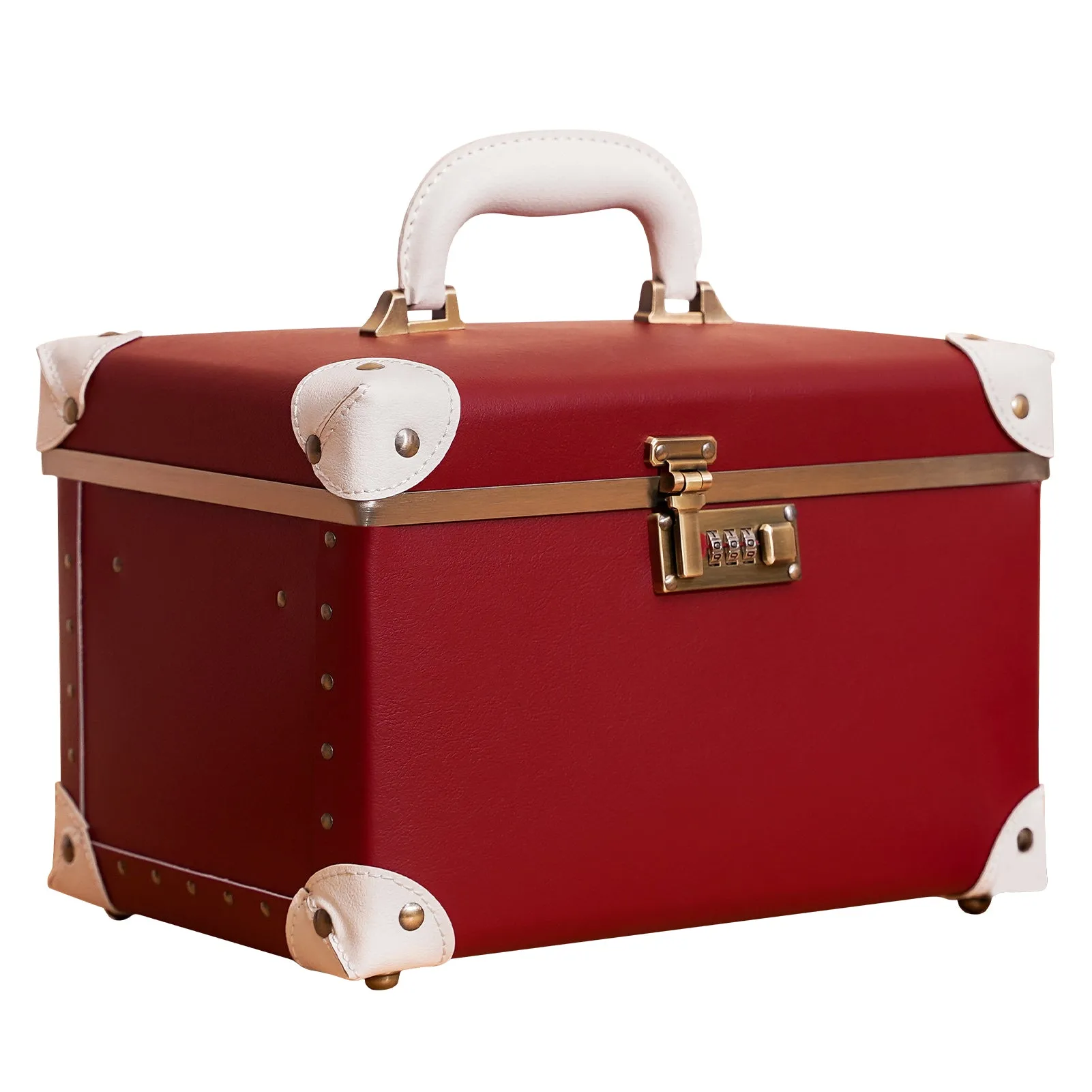 urecity Vintage Leather Makeup Train Case 12.5 inches