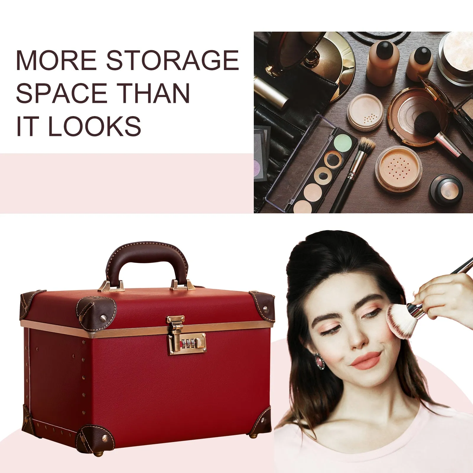 urecity Vintage Leather Makeup Train Case 12.5 inches