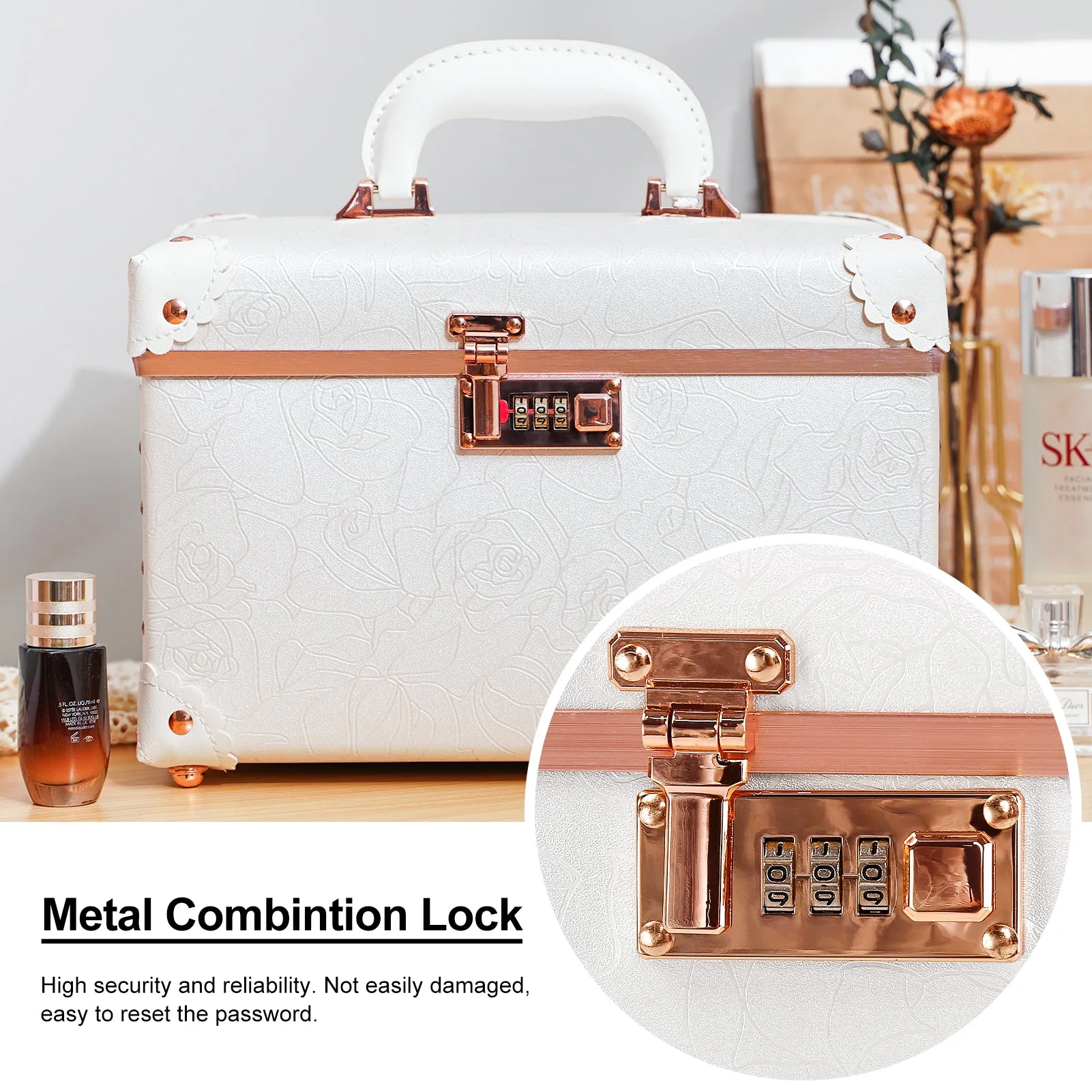 urecity Vintage Leather Makeup Train Case 12.5 inches