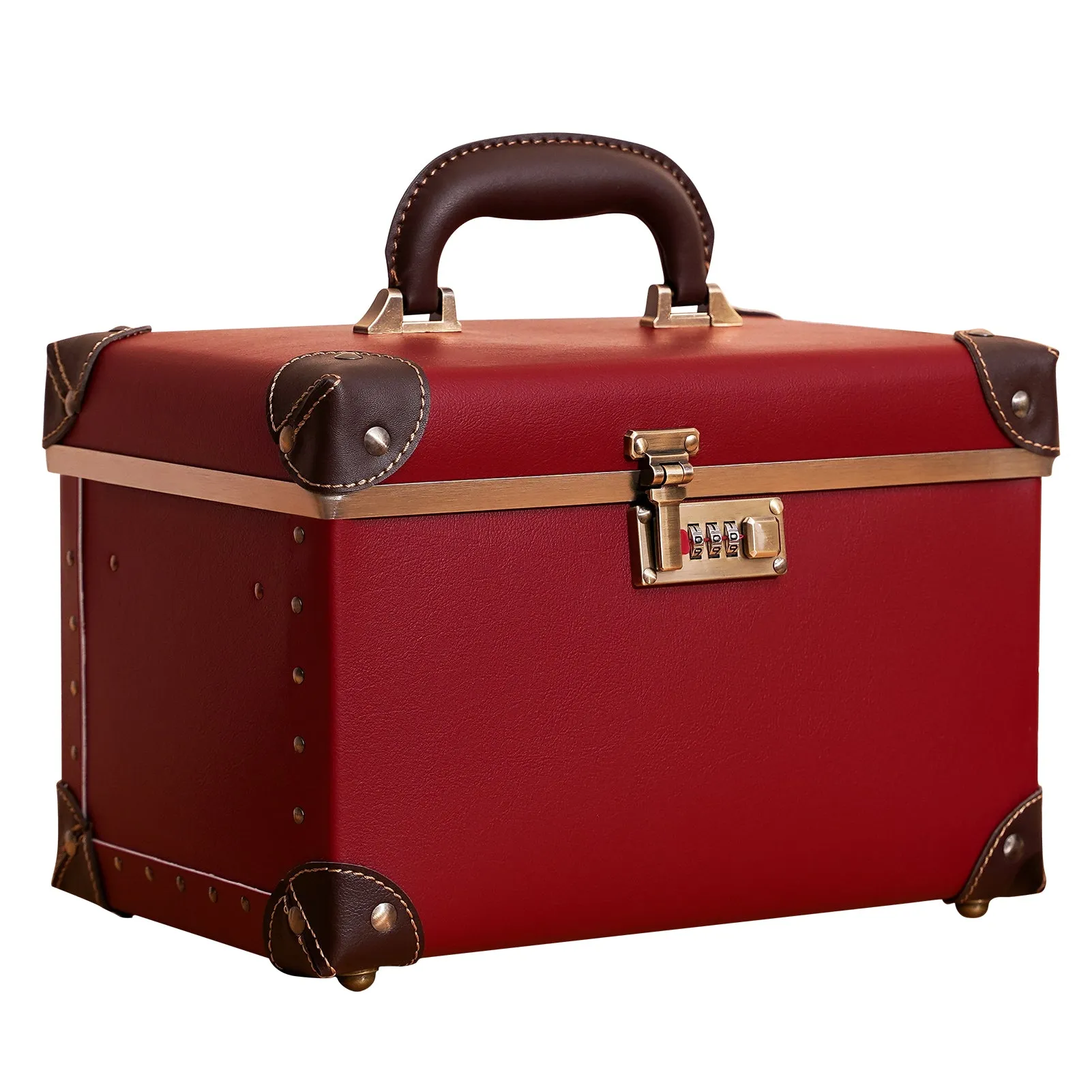 urecity Vintage Leather Makeup Train Case 12.5 inches