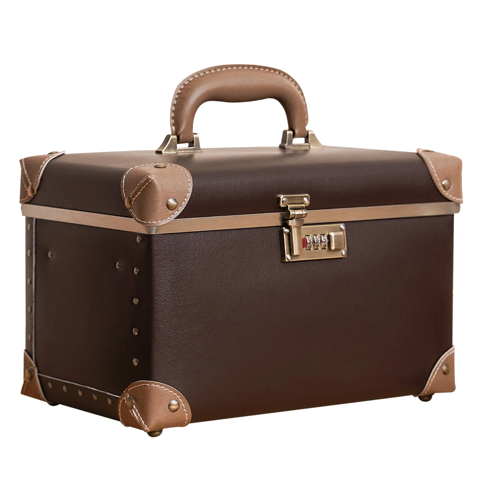 urecity Vintage Leather Makeup Train Case 12.5 inches