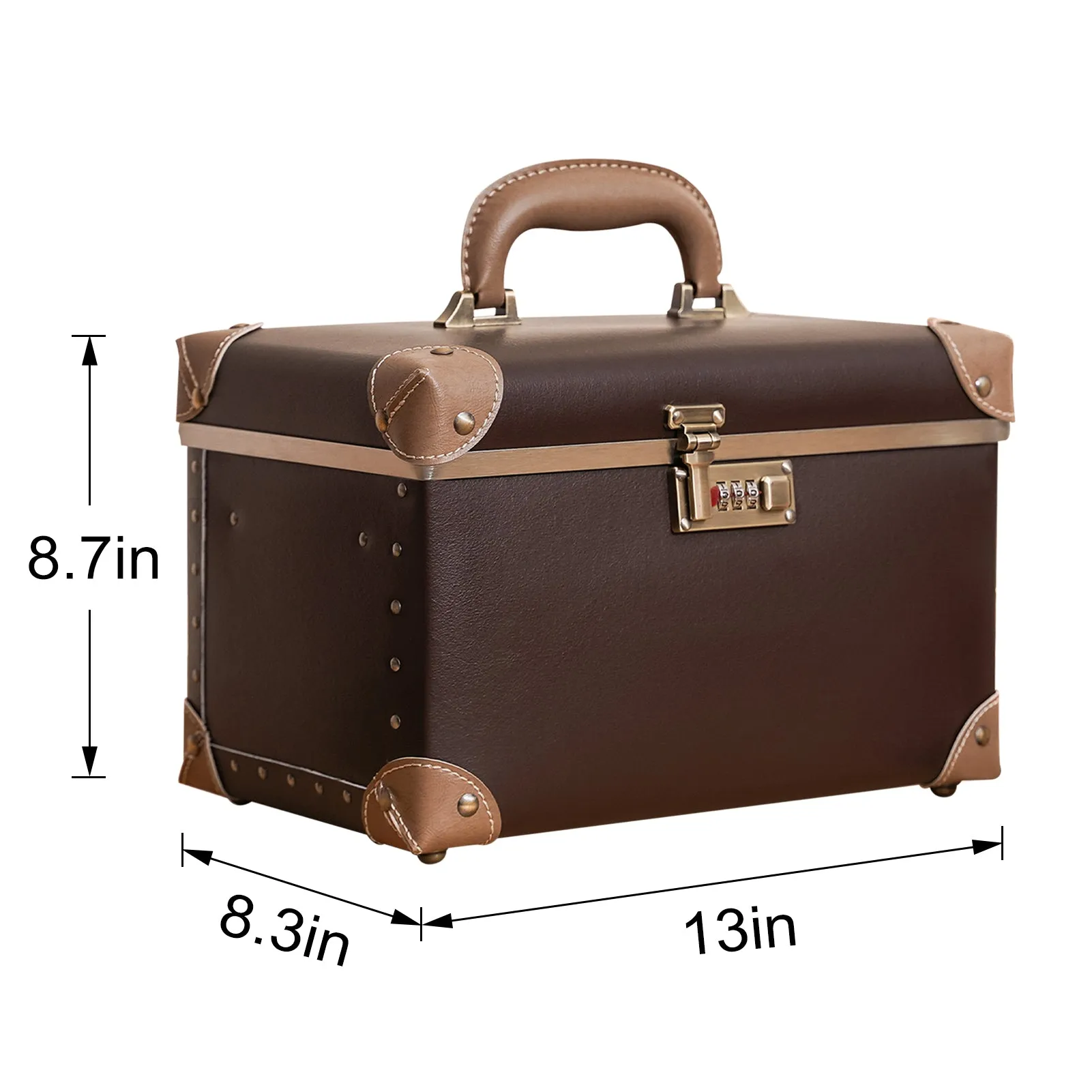 urecity Vintage Leather Makeup Train Case 12.5 inches