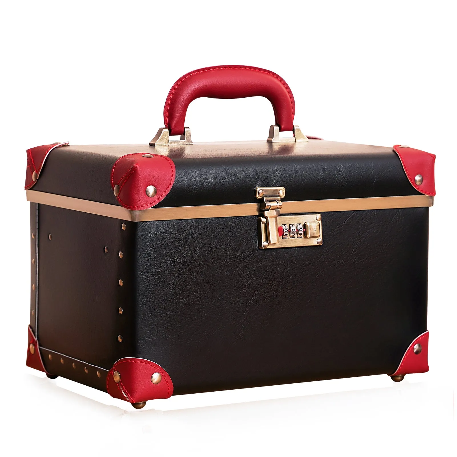 urecity Vintage Leather Makeup Train Case 12.5 inches