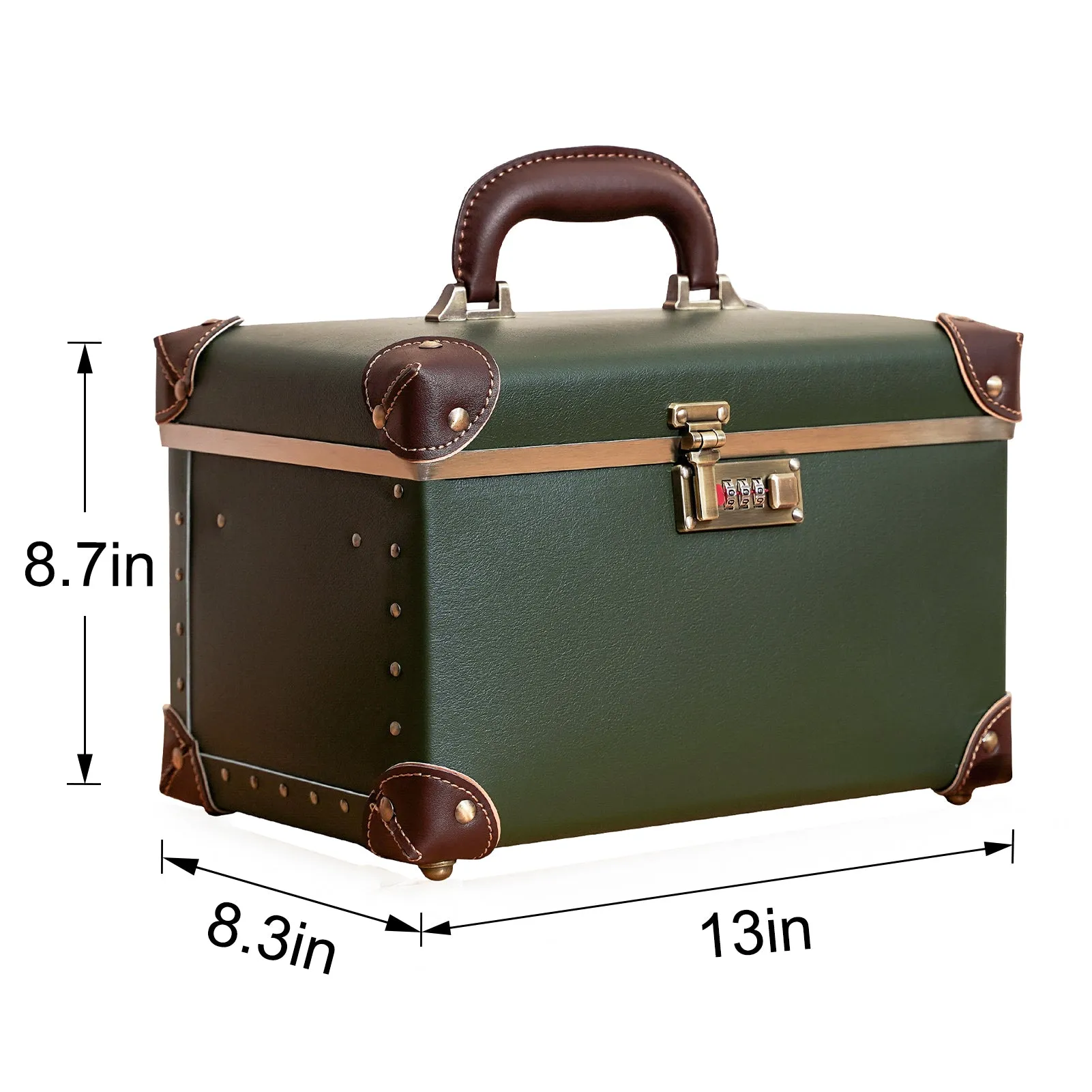 urecity Vintage Leather Makeup Train Case 12.5 inches