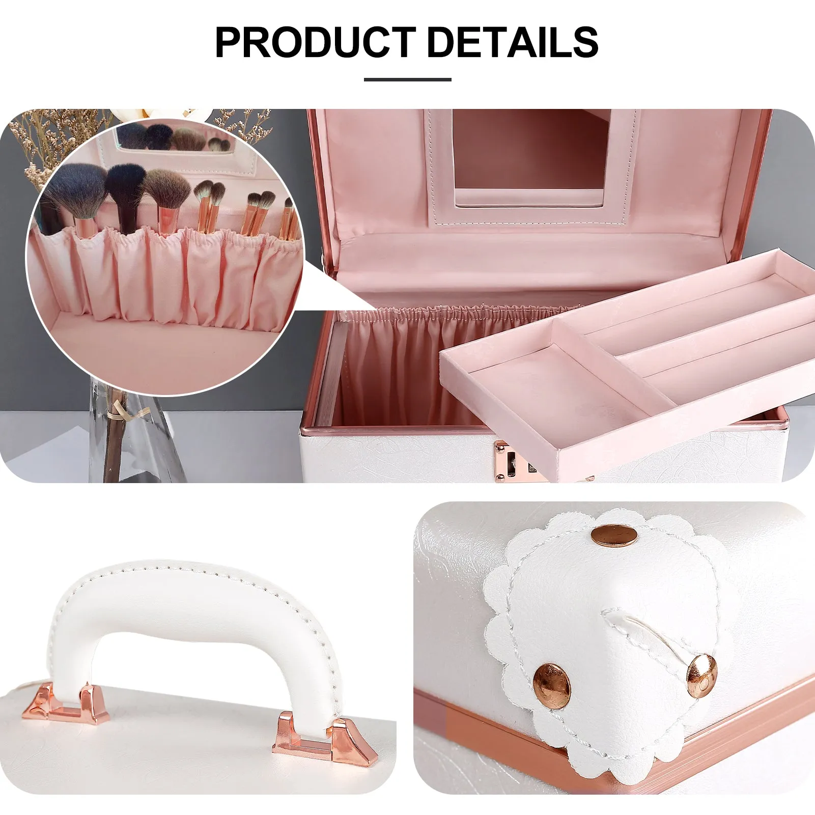 urecity Vintage Leather Makeup Train Case 12.5 inches