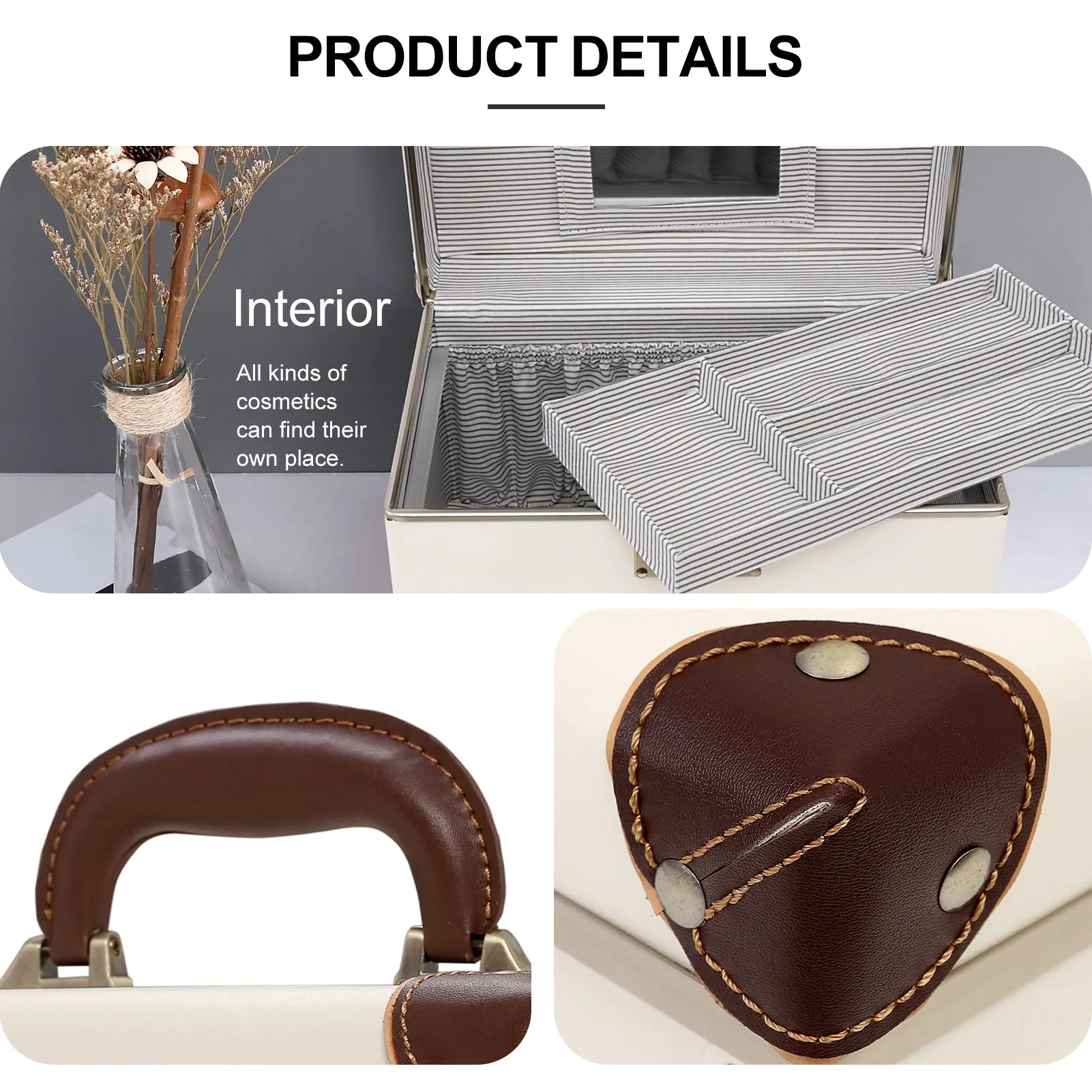 urecity Vintage Leather Makeup Train Case 12.5 inches