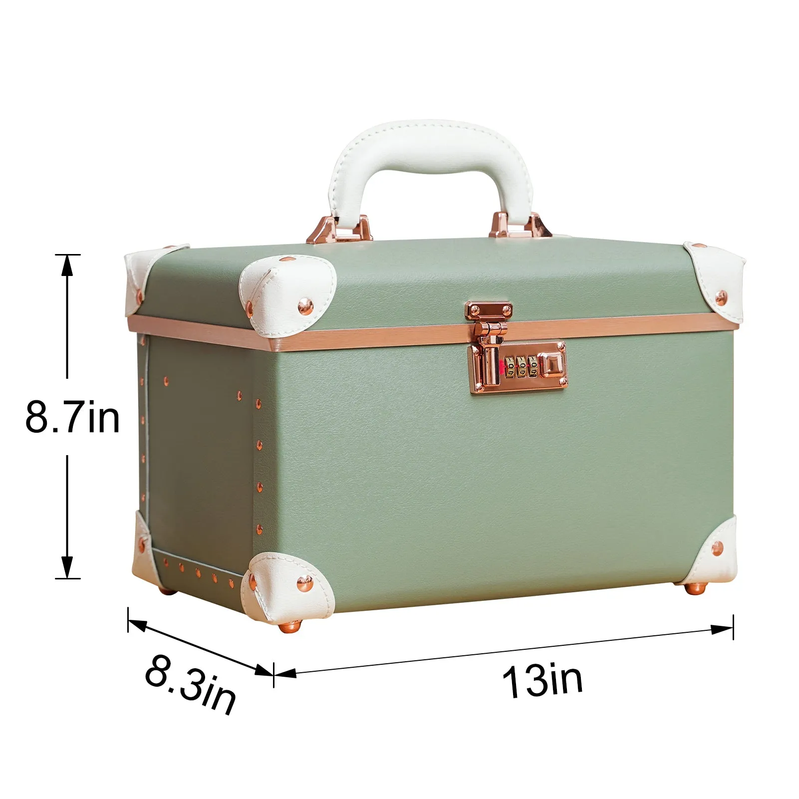 urecity Vintage Leather Makeup Train Case 12.5 inches