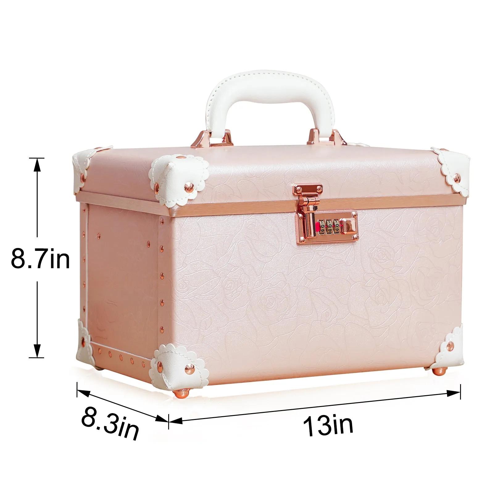 urecity Vintage Leather Makeup Train Case 12.5 inches