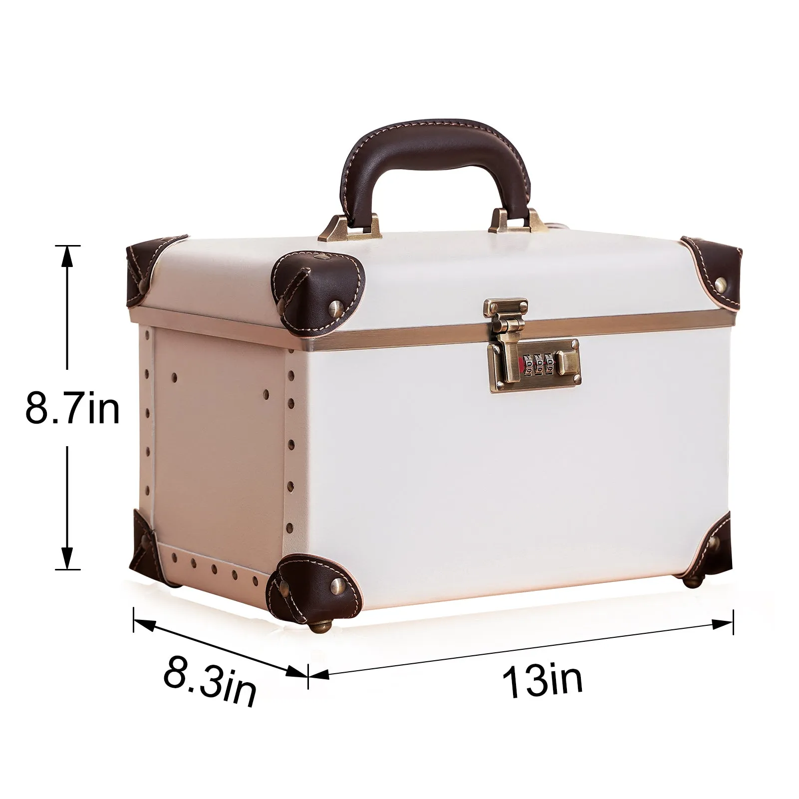 urecity Vintage Leather Makeup Train Case 12.5 inches