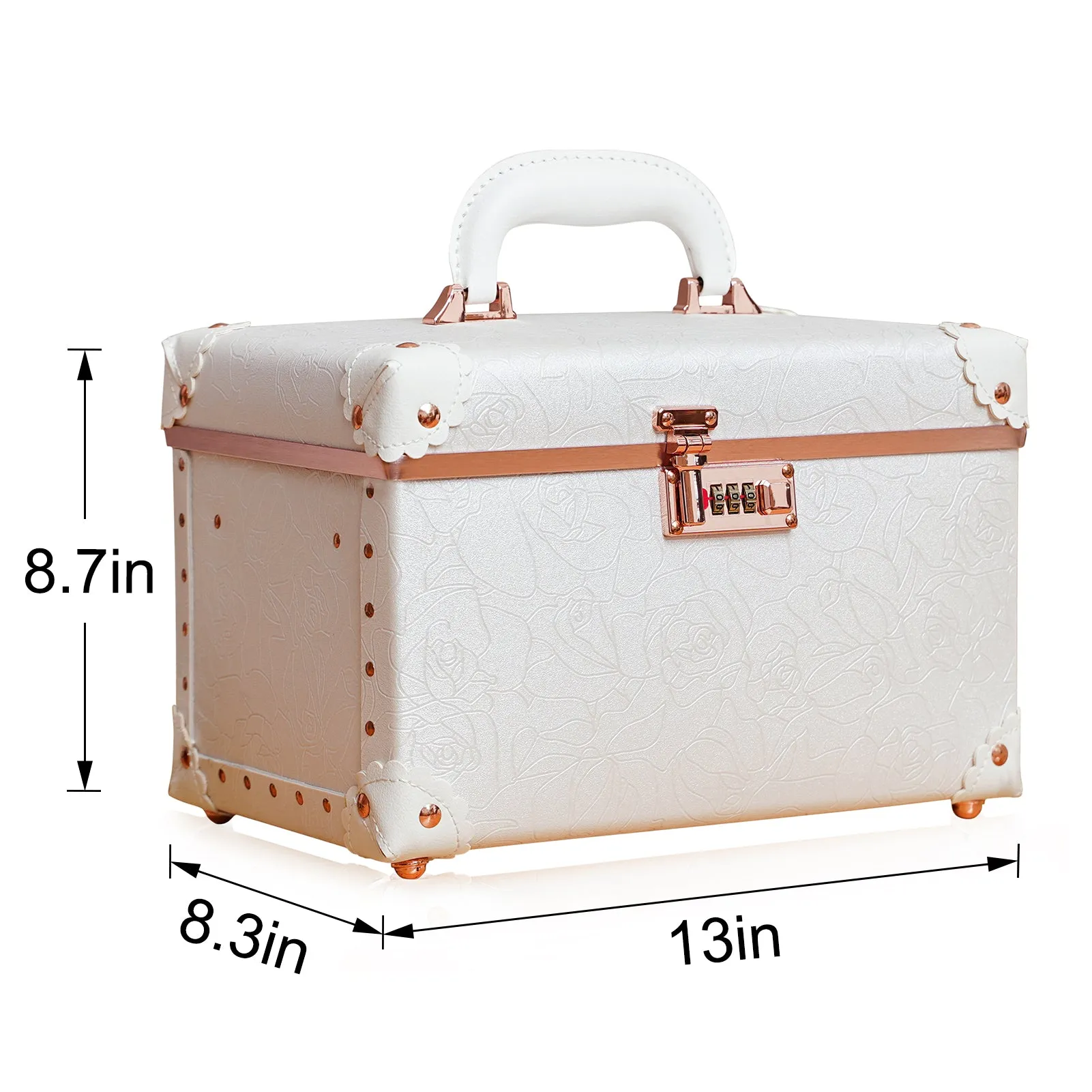 urecity Vintage Leather Makeup Train Case 12.5 inches
