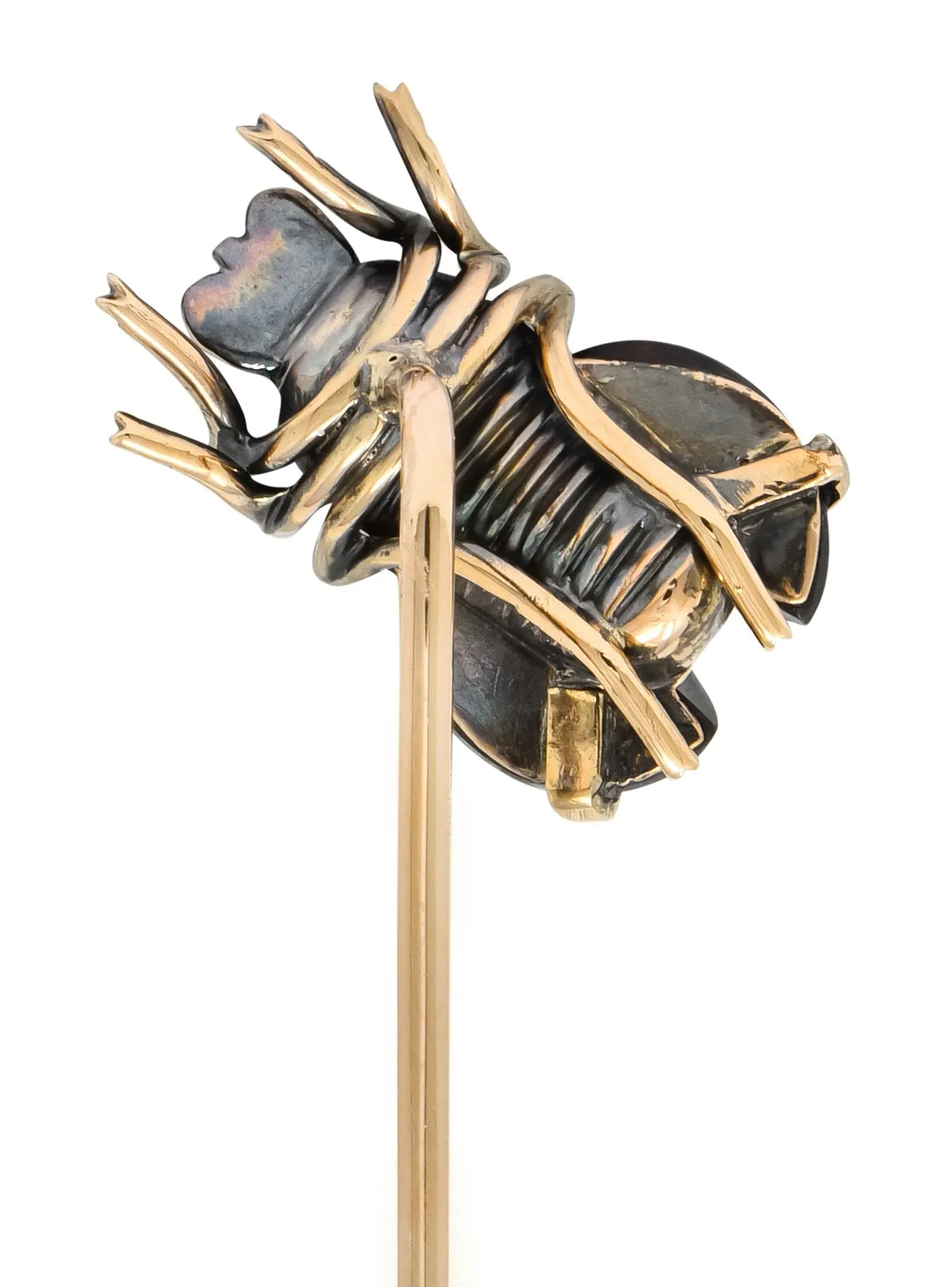 Victorian Garnet Diamond Ruby Silver-Topped 18 Karat Gold Fly Insect Stickpin