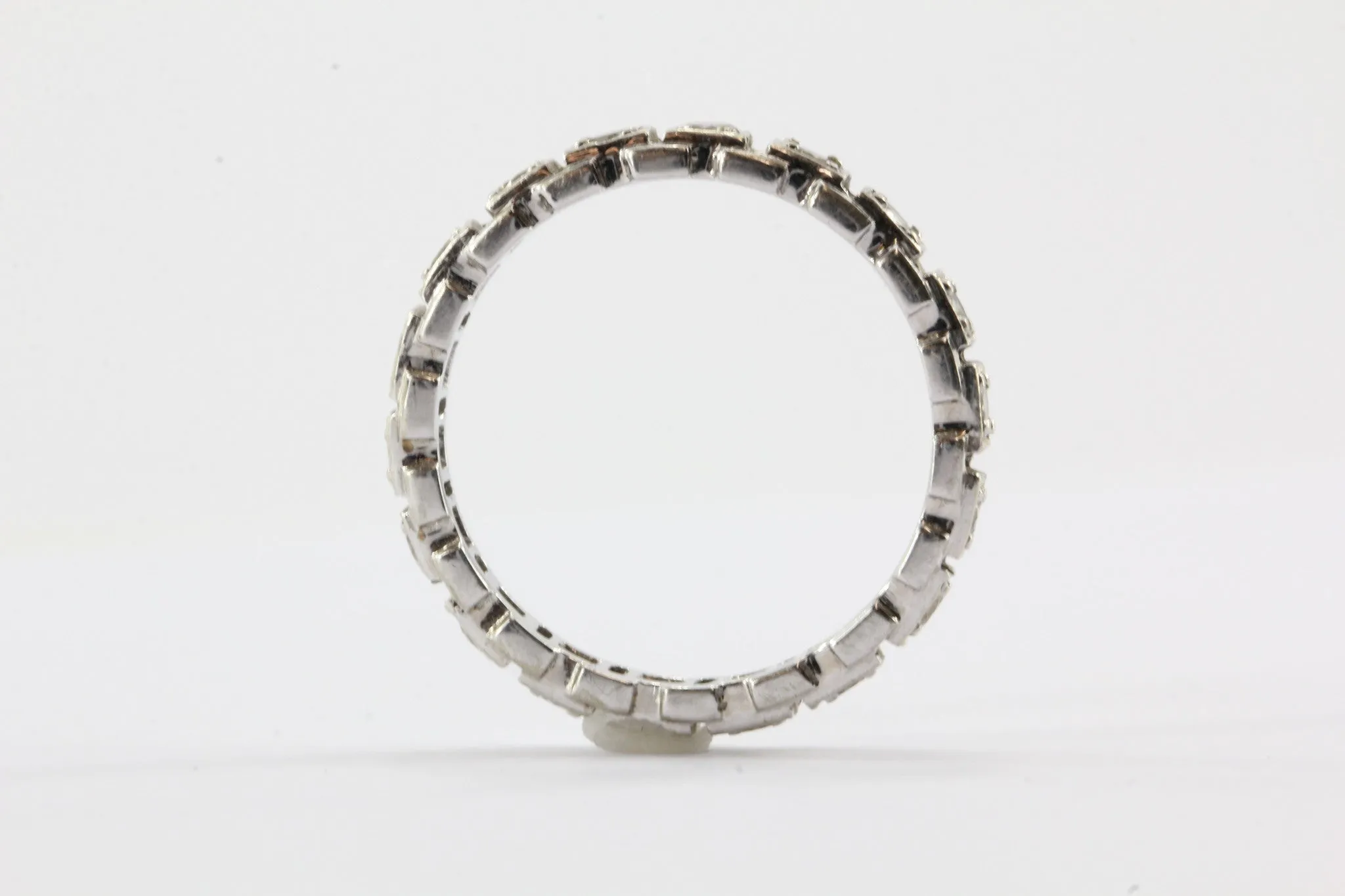 Vintage 14K White Gold 1 CTW Diamond Station Eternity Band Ring