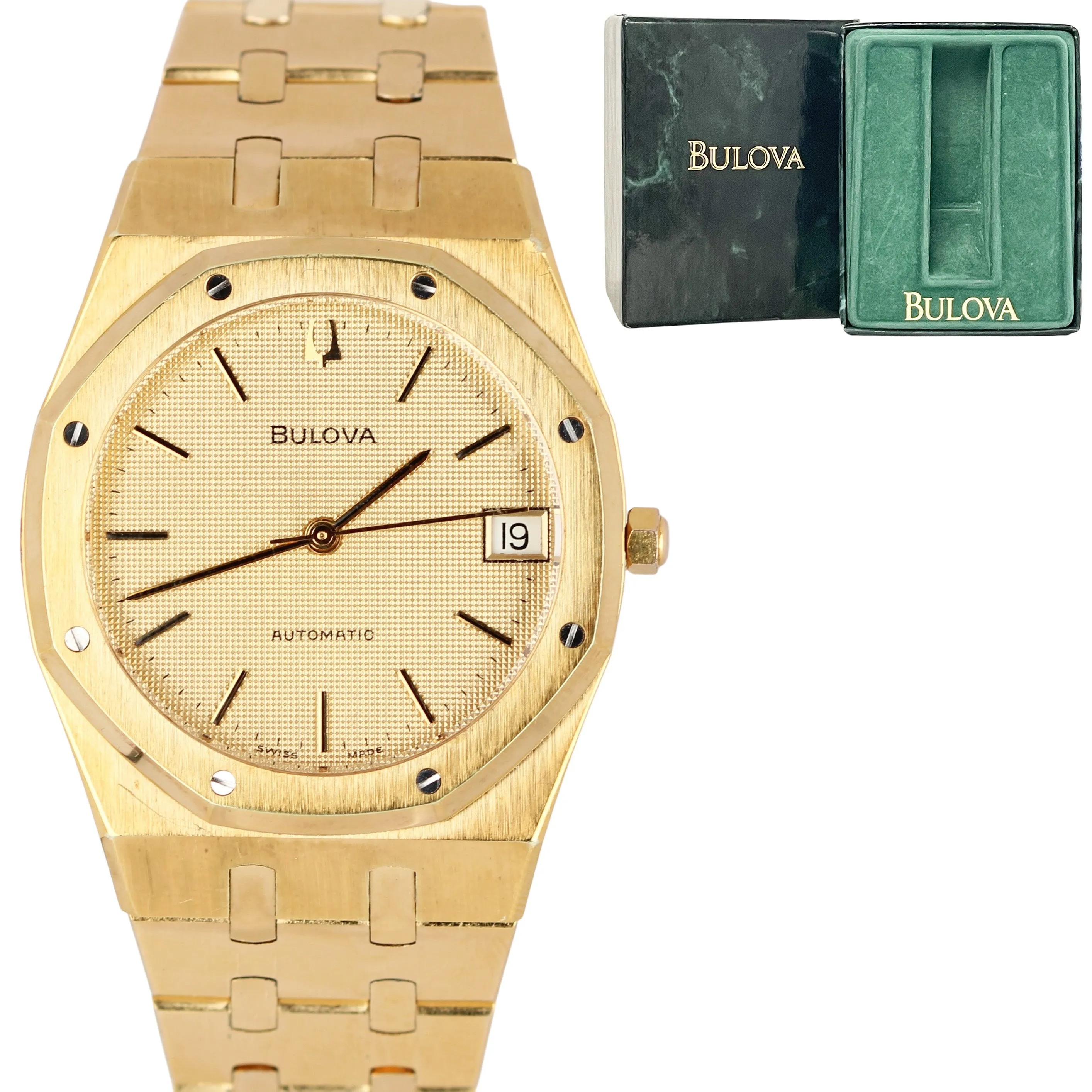 Vintage Bulova Royal Oak Champagne Gold Tone Stainless Steel 36mm 4420301 Watch