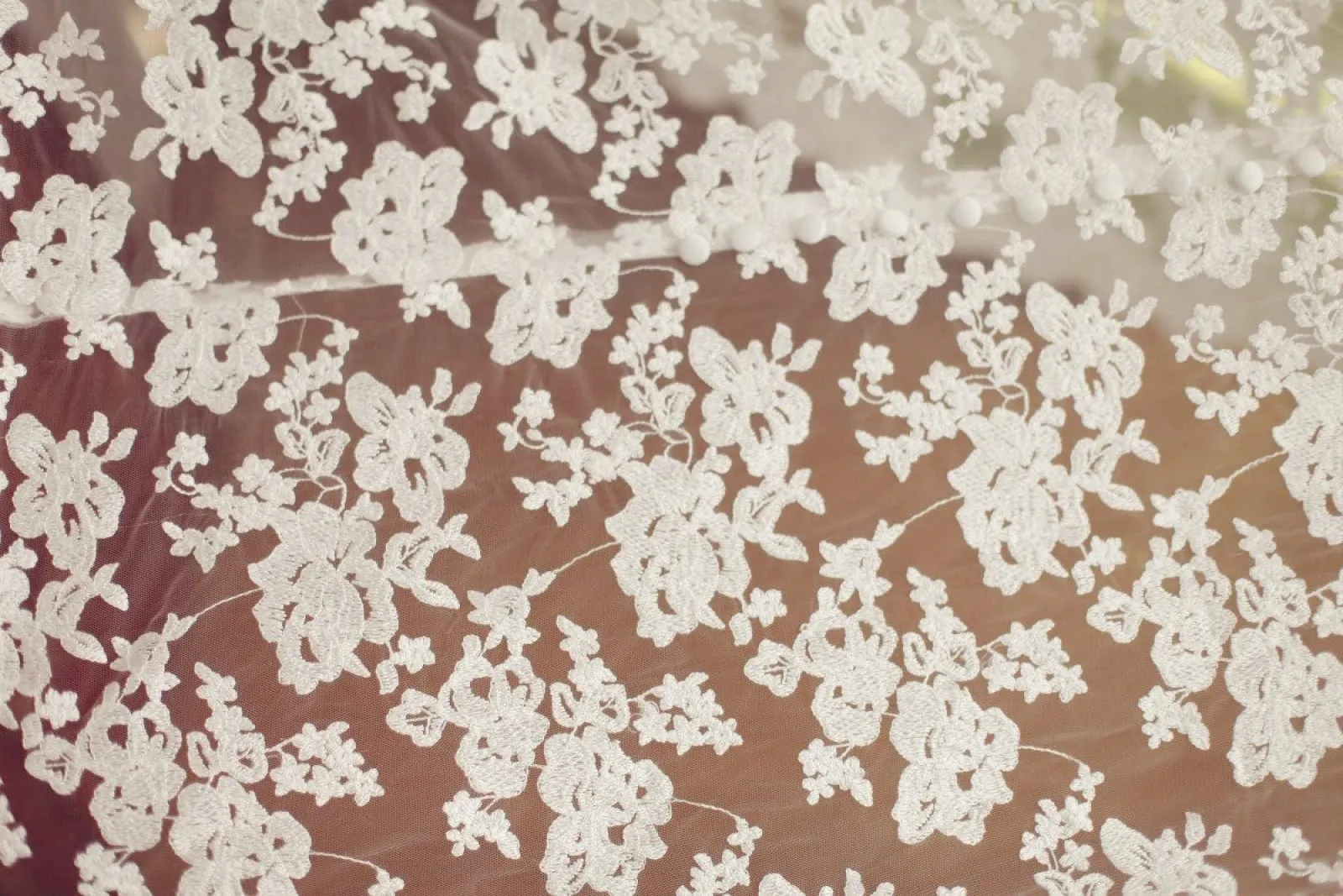 Vintage Inspired Lace V Neck Wedding Dress, Chapel Train
