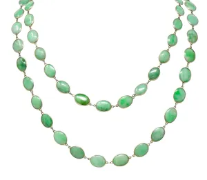 Vintage Jade Cabochon 18 Karat White Gold 47 Inch Long Chain Necklace