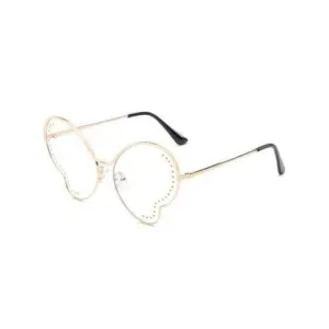 Vintage Metal Beads Decorative Butterfly Sunglasses - Transparent