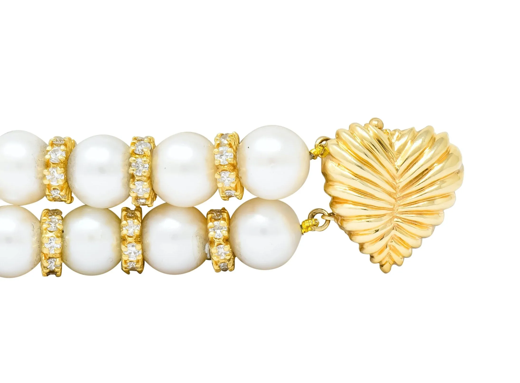 Vintage Sapphire Emerald Diamond Pearl 18 Karat Gold Heart Bracelet