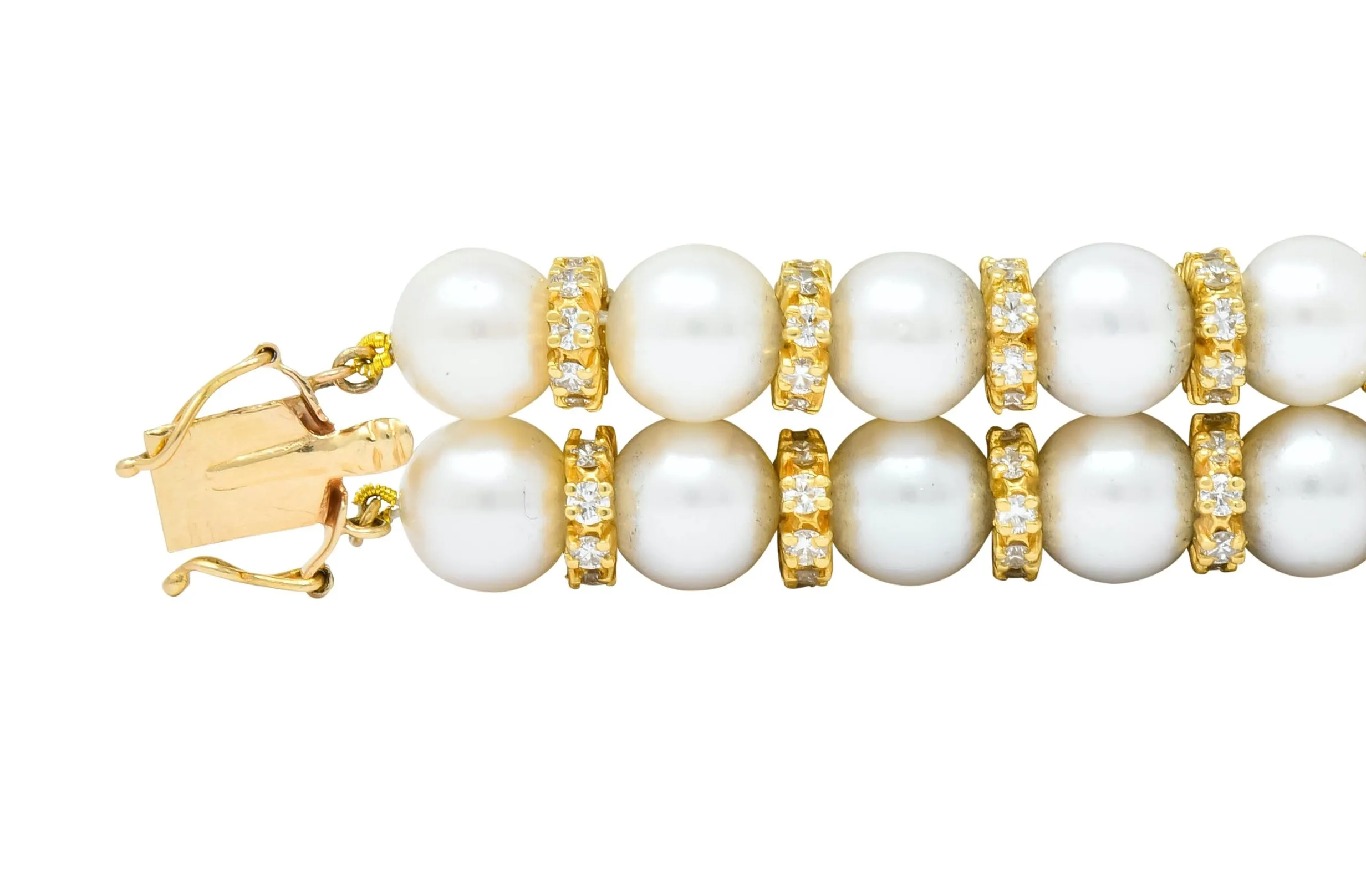 Vintage Sapphire Emerald Diamond Pearl 18 Karat Gold Heart Bracelet