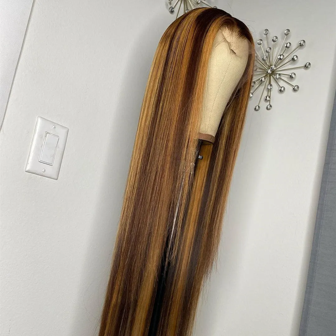Virgin Human Hair Fashion Blonde Ombre Color Lace Front Wig