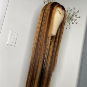 Virgin Human Hair Fashion Blonde Ombre Color Lace Front Wig