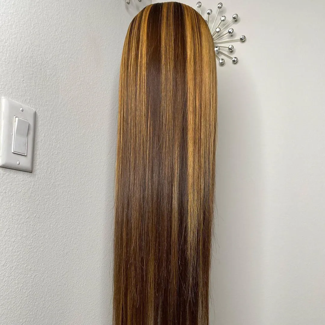 Virgin Human Hair Fashion Blonde Ombre Color Lace Front Wig