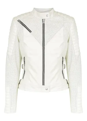 Wild & Free White Motorcycle Jacket Women