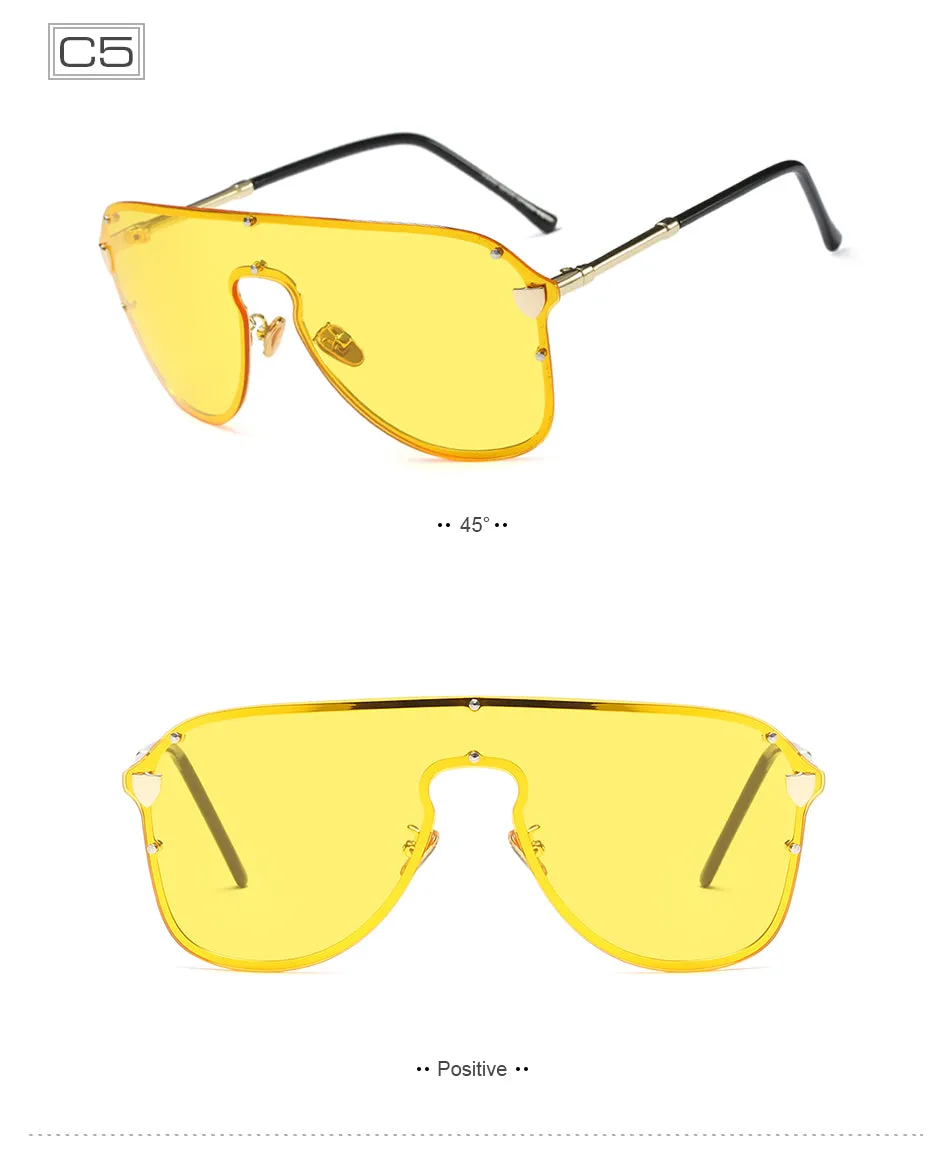 Women's Big Summer Fashion Sunglasses - Black Gray,Blue Tea, Silver Mirror,Tea Frame,Yellow Frame,Pink Frame