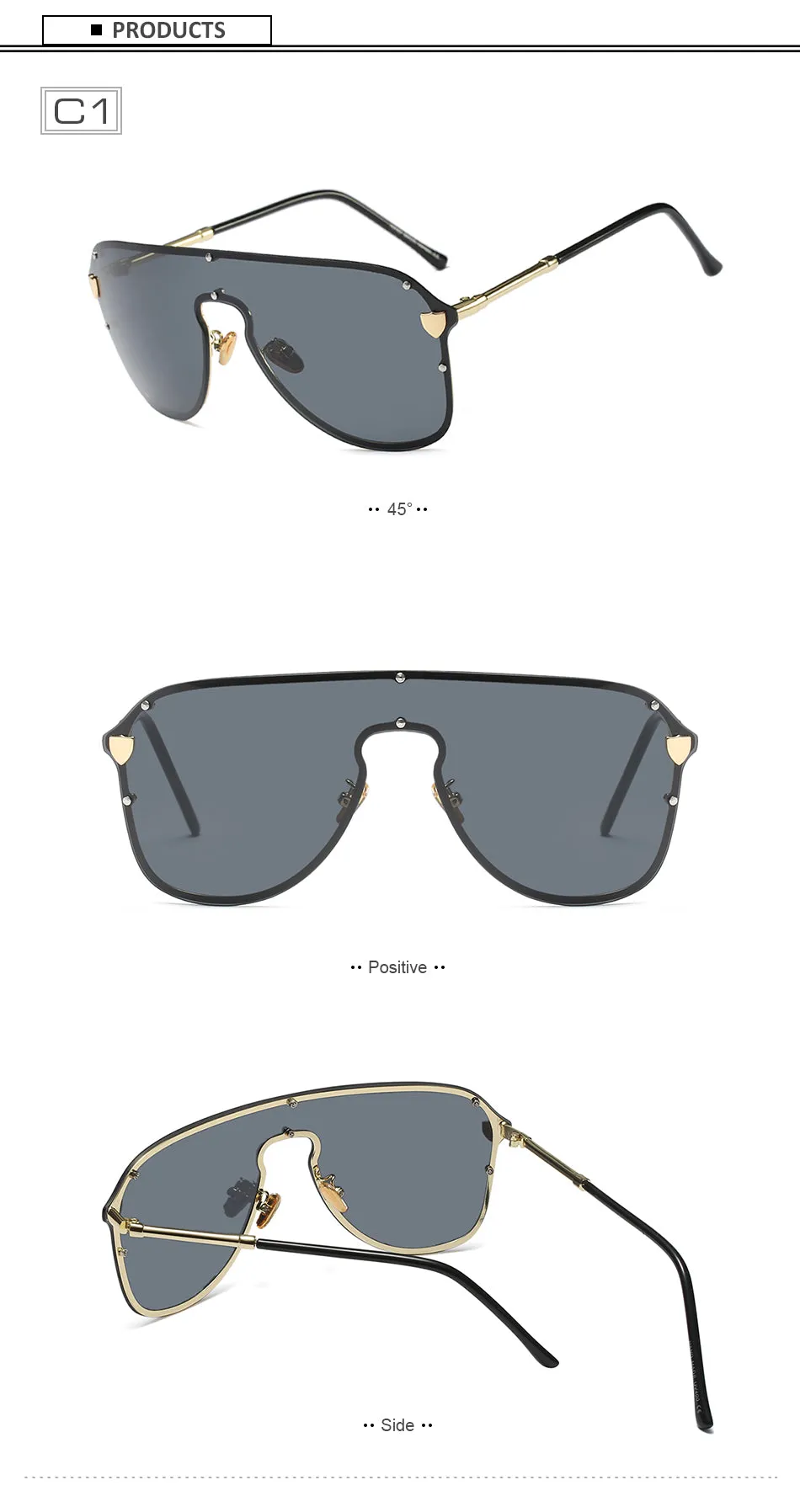 Women's Big Summer Fashion Sunglasses - Black Gray,Blue Tea, Silver Mirror,Tea Frame,Yellow Frame,Pink Frame