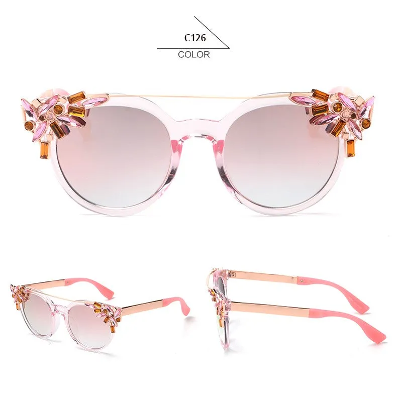 Women's Fashion Summer Sunglasses With Crystal Decoration
