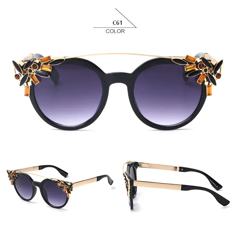 Women's Fashion Summer Sunglasses With Crystal Decoration