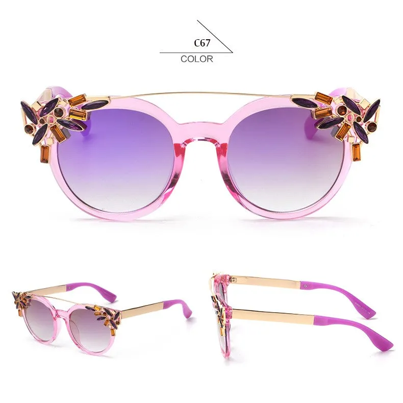 Women's Fashion Summer Sunglasses With Crystal Decoration