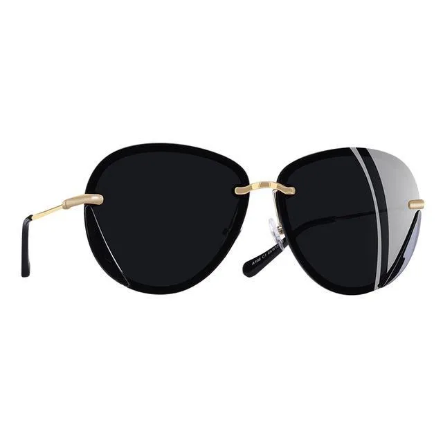 Women's Retro Fashion Summer Polarized Rimless Sunglasses -Gray,Pink,Brown,Purple