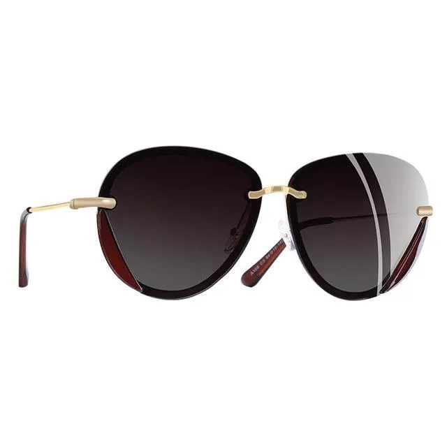 Women's Retro Fashion Summer Polarized Rimless Sunglasses -Gray,Pink,Brown,Purple