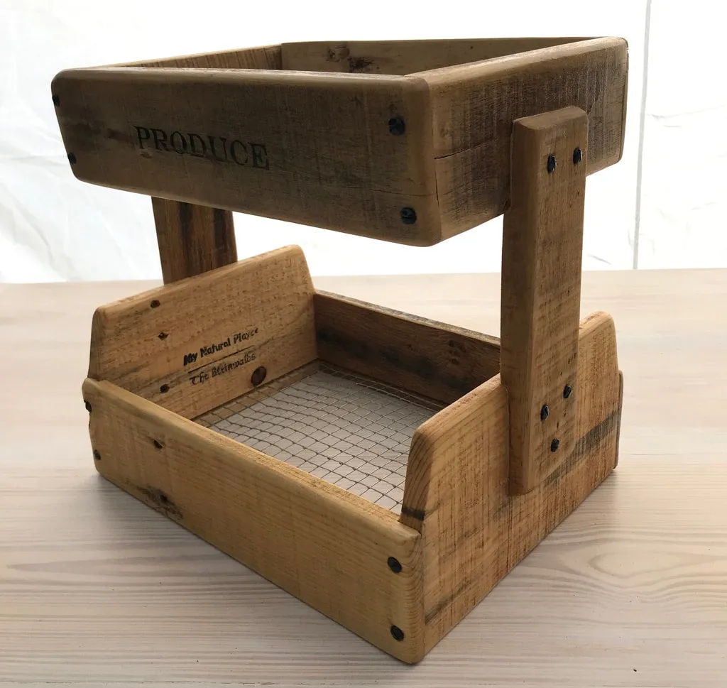 Wooden Two-Tier Storage Basket from Reclaimed Pallets