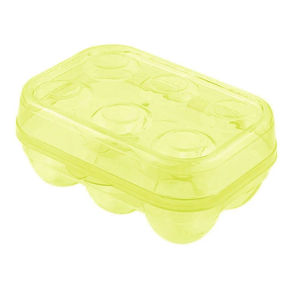YOHA Clear Egg Storage Box Delicate 6 Girds Egg Dispenser Holder Case Refrigerator Crisper Camping Picnic Travel Portable Egg Carriage Yellow-6